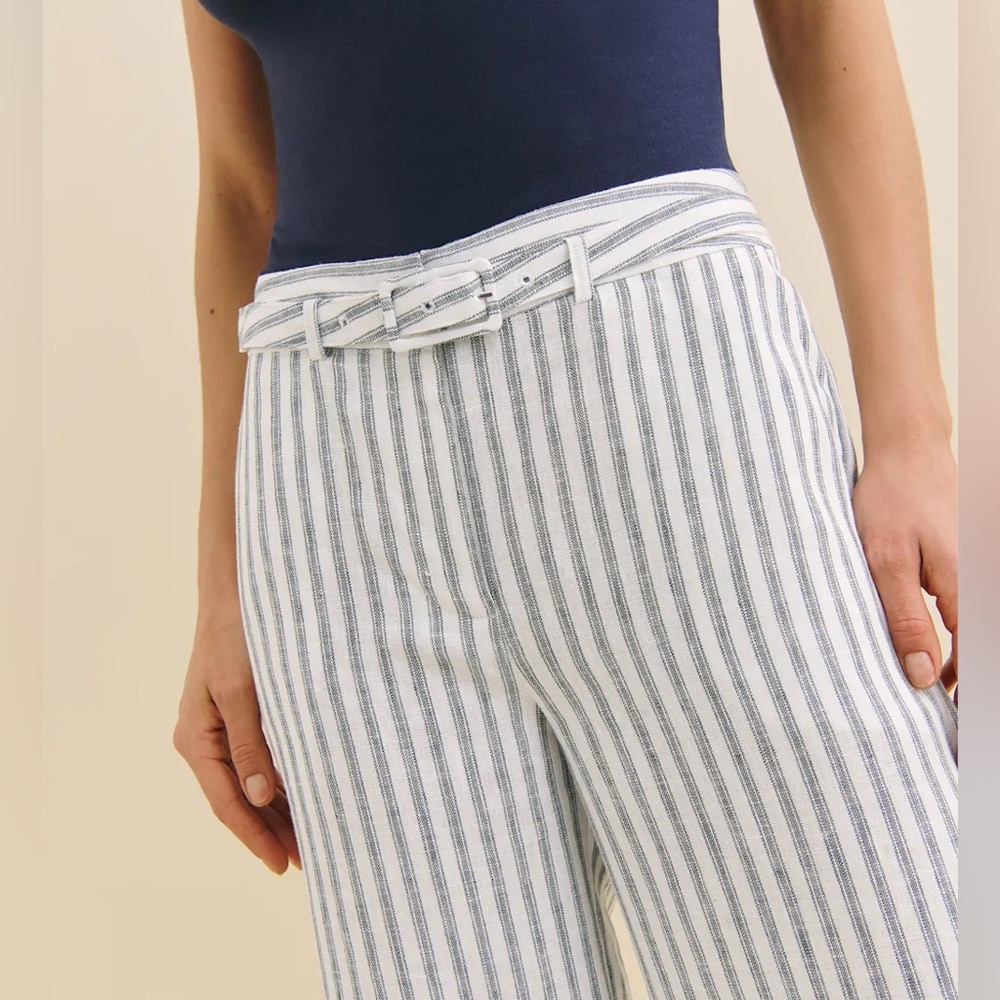 NWT Reformation Banks Linen High Rise Wide Leg Pant Grey - Size 2 - Picture 5 of 6